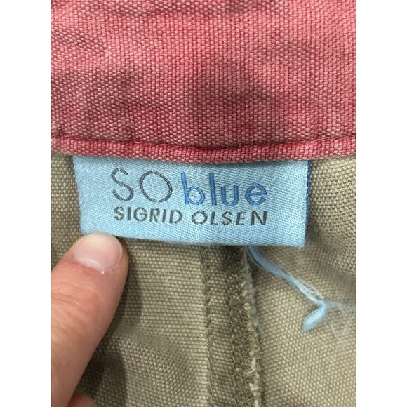 Sigrid Olsen So Blue Womens Khaki Cropped Pants Size S - Picture 5 of 8